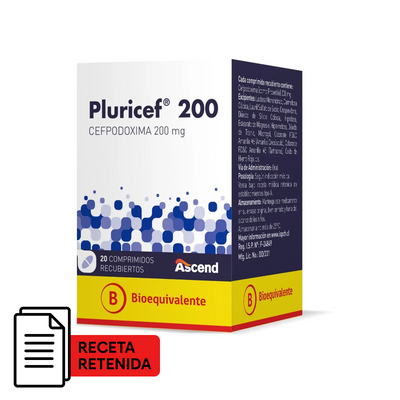 Pluricef Comprimidos Recubiertos 200mg - 20 Comprimidos - Farmacias Curie