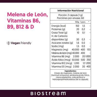 Hongo Melena de León & Vitaminas Biostream - 120 Cápsulas