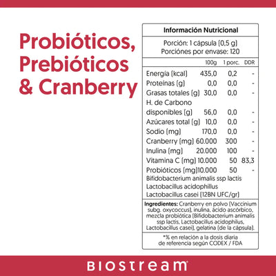 Pre-Probióticos & Cranberry - 120 Cápsulas