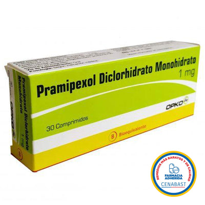 Pramipexol Comprimidos 1mg Medicamento Cenabast - Farmacias Curie