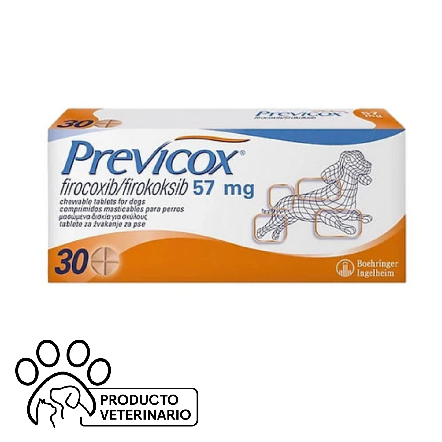 Previcox 57 mg - 30 Comprimidos Masticables - Farmacias Curie