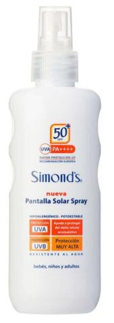 Simonds Pantalla Protector Solar Spray SPF 50 - 190 ml - Farmacias Curie