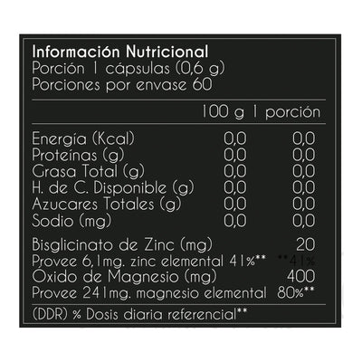 Zinc Bisglicinato 20mg - 60 Cápsulas