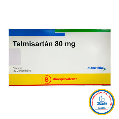 Telmisartan 80mg - 30 Comprimidos - Medicamento Cenabast - Farmacias Curie
