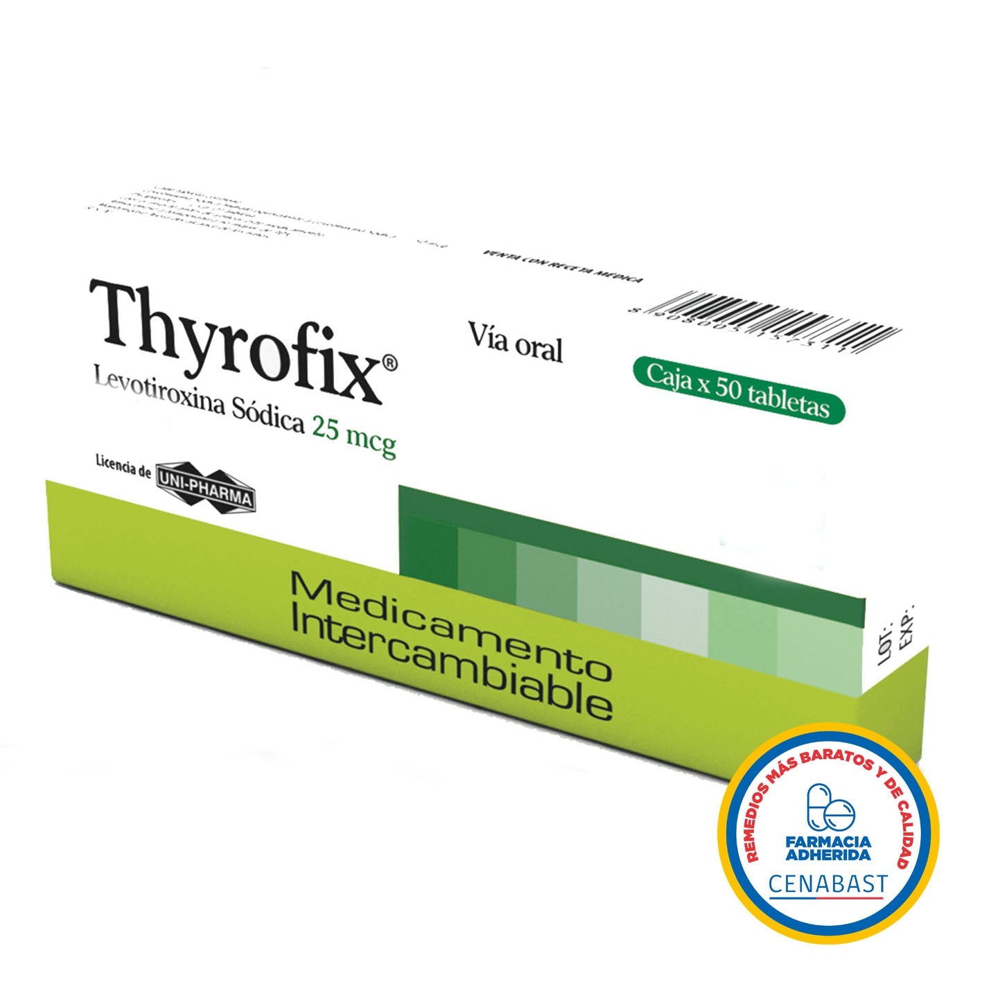 Thyrofix Comprimidos 25mcg Medicamento Cenabast - Farmacias Curie