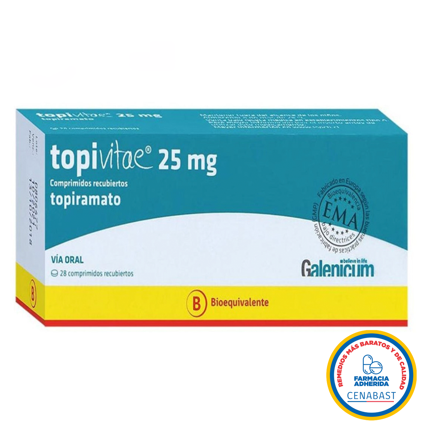 Topivitae Comprimidos Recubiertos 25mg Medicamento Cenabast - Farmacias Curie