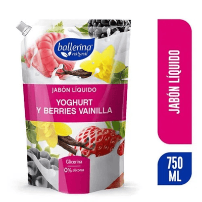 Jabón Ballerina Yoghurt Berries Vainilla 750 ml - Farmacias Curie