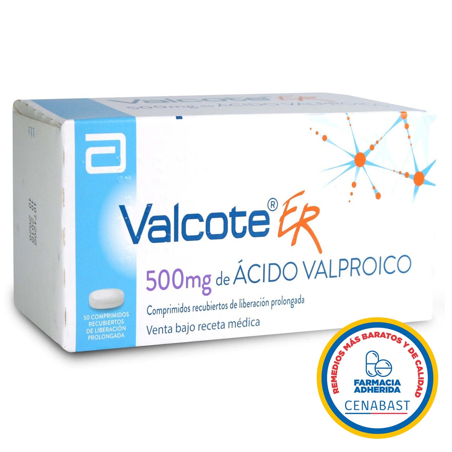Valcote ER Comprimidos Recubiertos de Liberación Prolongada 500mg Medicamento Cenabast - Farmacias Curie