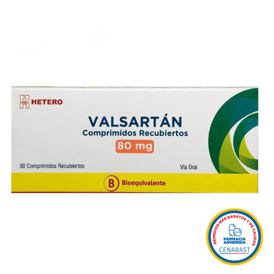 Valsartán Comprimidos Recubiertos 80mg Medicamento Cenabast - Farmacias Curie