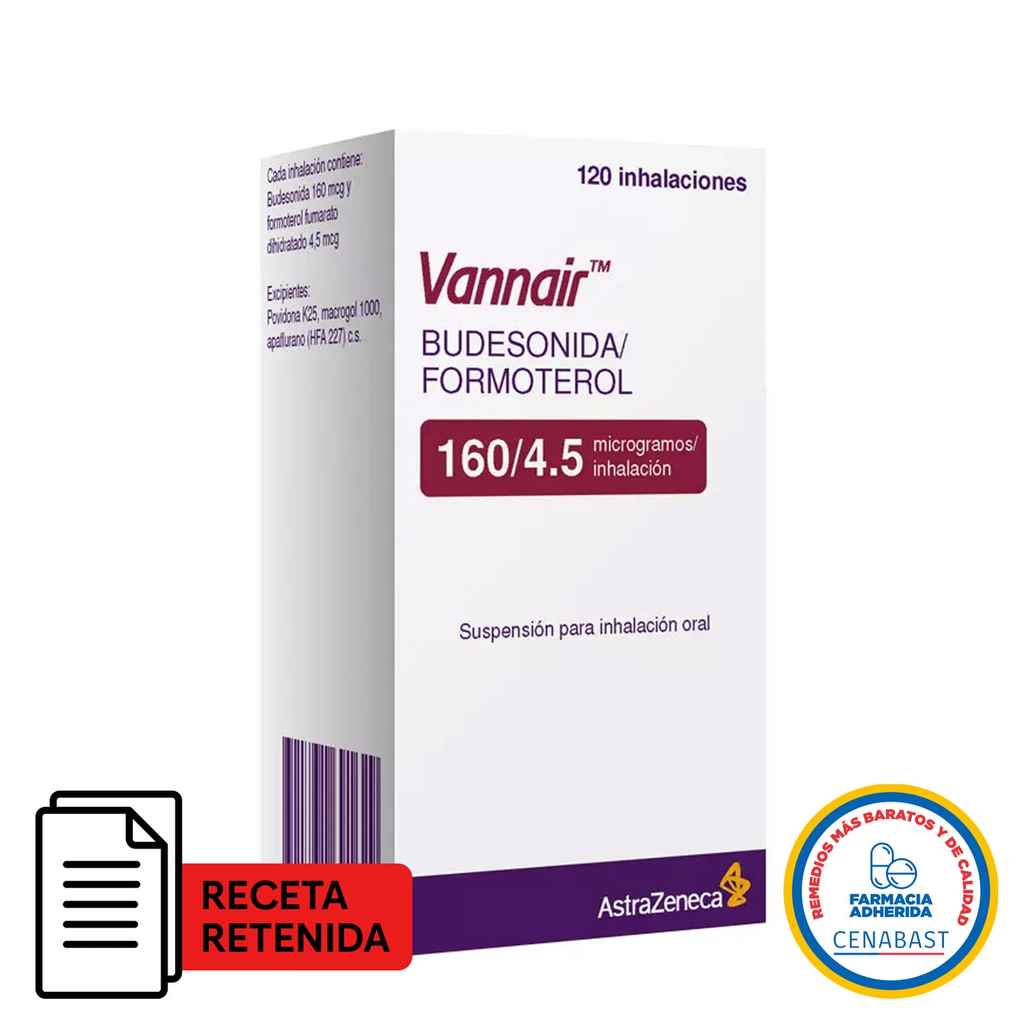 Vannair Suspensión para Inhalación Oral 160/4.5 Medicamento Cenabast - Farmacias Curie