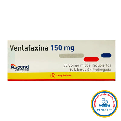 Venlafaxina 150mg - 30 Cápsulas de Liberación Prolongada - Medicamento Cenabast - Farmacias Curie