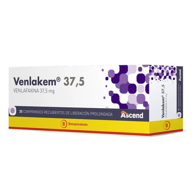 Venlakem Comprimidos Recubiertos de Liberación Prolongada 37,5mg - Farmacias Curie