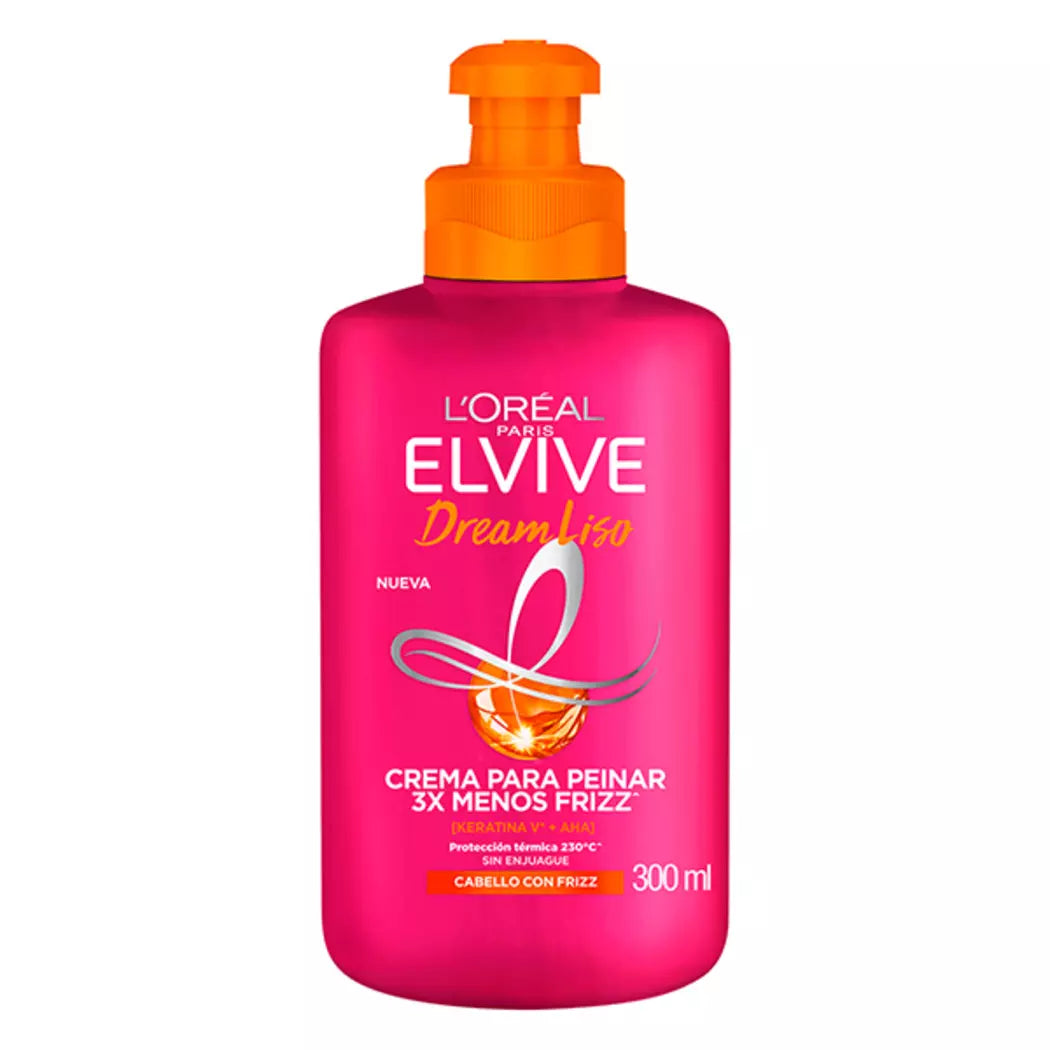 Crema Para Peinar Dream Liso Elvive Keratina + Ac. Hialurónico - 300 ml
