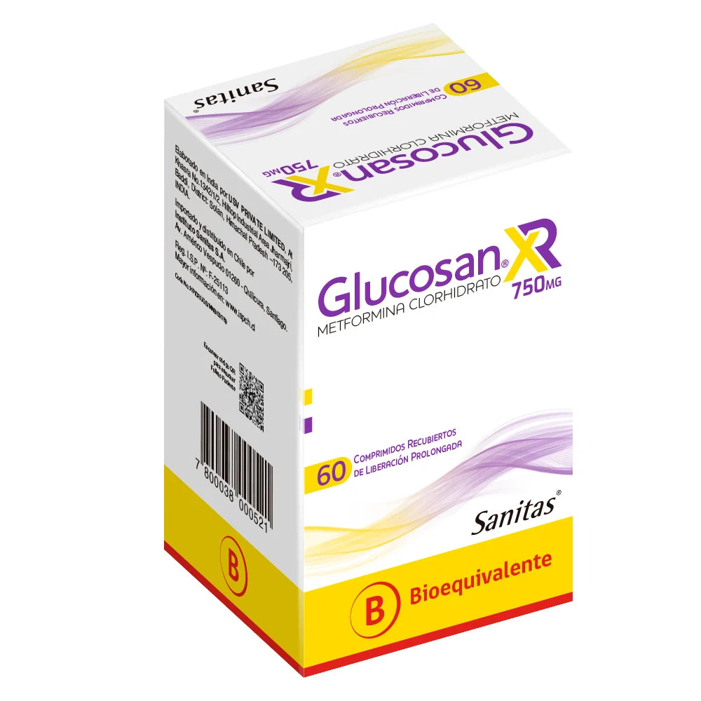 Glucosan XR Comprimidos Recubiertos 750mg - 60 unidades