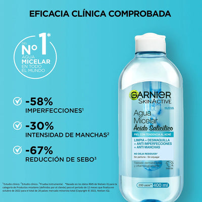 Agua Micelar Garnier Acido Salicilico - 400 ml