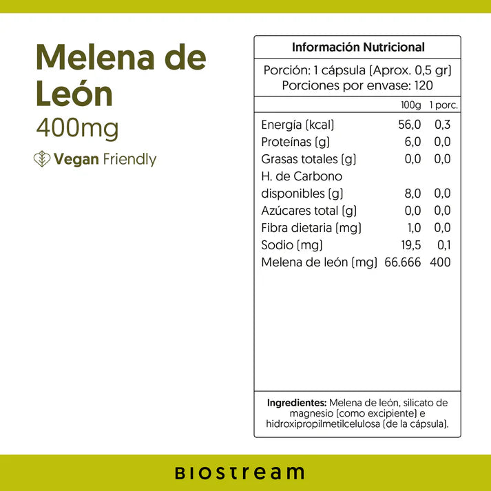 Hongo Melena de León - 120 Cápsulas