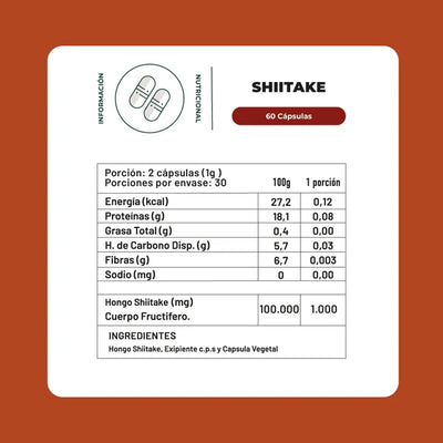 Hongo Shiitake - 60 Cápsulas