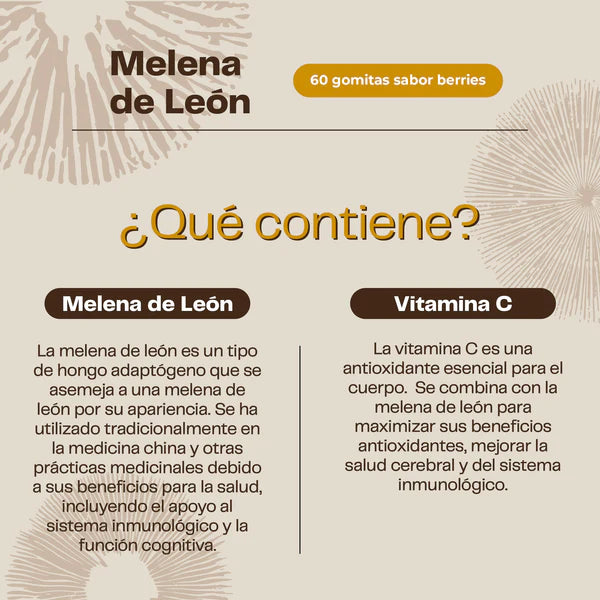 Hongo Melena de Leon + Vitamina C - 60 gomitas
