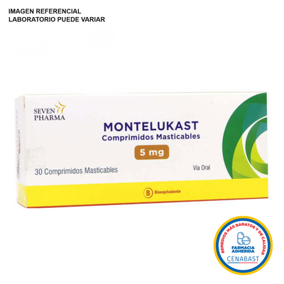 Montelukast 5mg - 30 Comprimidos Masticables - Medicamento Cenabast