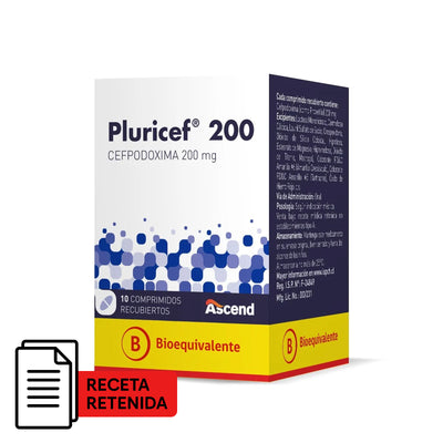 Pluricef Comprimidos Recubiertos 200mg - 10 Comprimidos