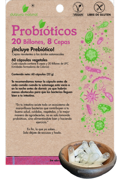 Dulzura Natural Probióticos 20 millones + Prebióticos - 60 Capsulas