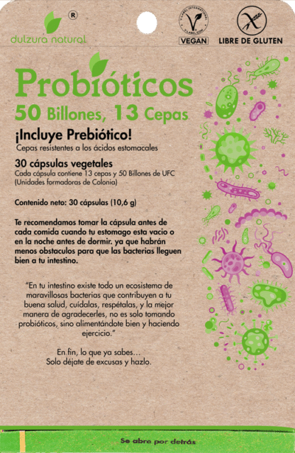 Dulzura Natural Probióticos 50 Billones + Prebióticos - 30 Cápsulas