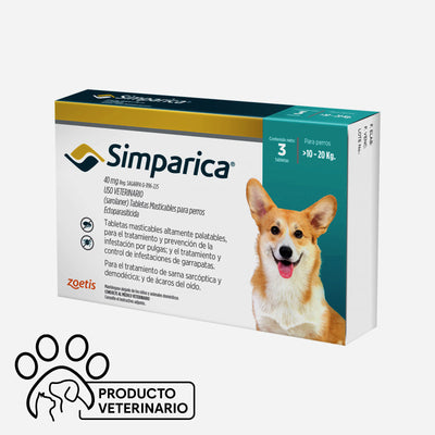 Simparica Antiparasitario para Perros 40mg - 3 unidades
