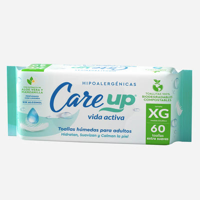 Care Up Toallas Húmedas para Adultos - 60 Unidades