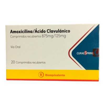 Amoxicilina/Acido Clavulanico 875mg/125mg - 20 Comprimidos Recubiertos - Farmacias Curie