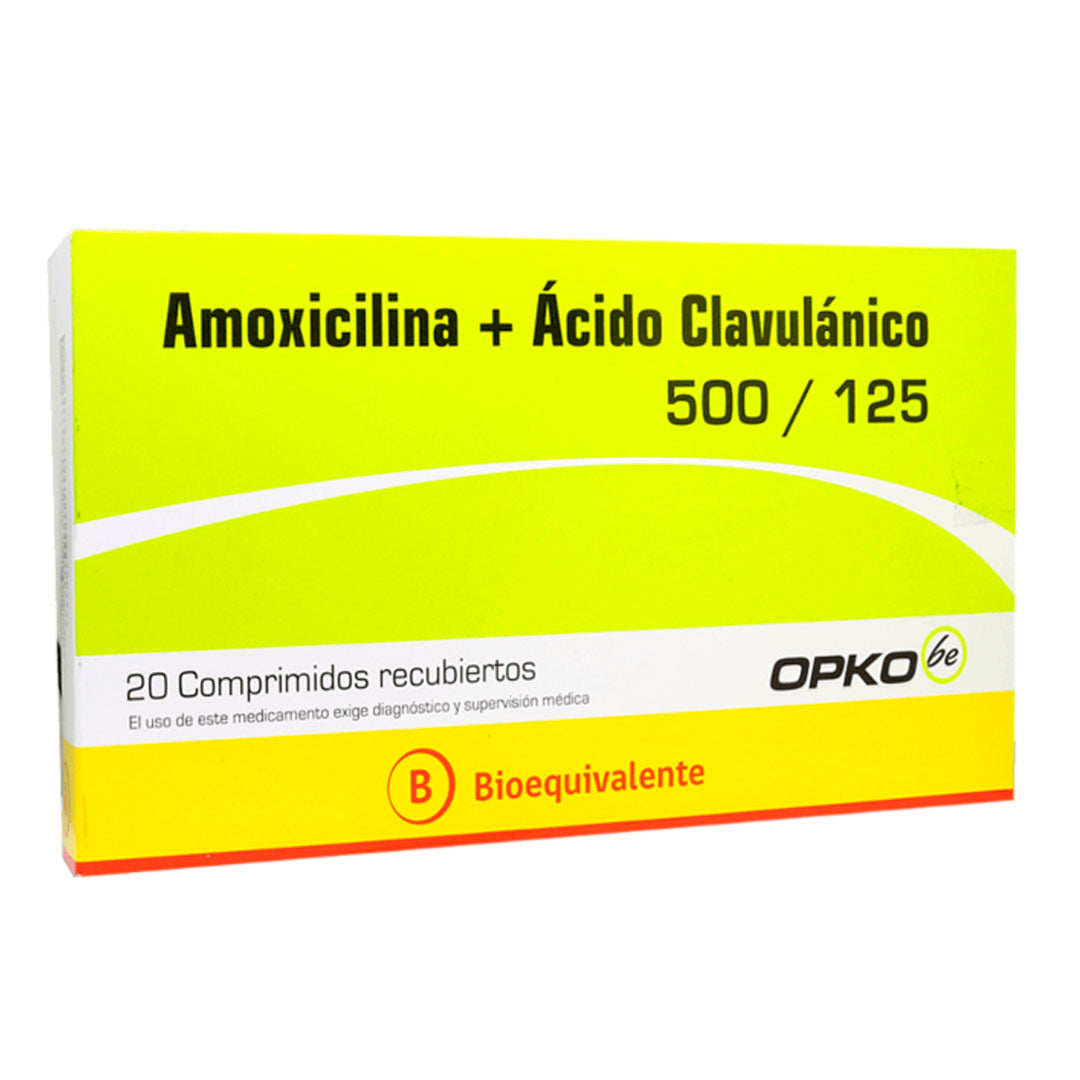 Amoxicilina/Ácido Clavulánico 500mg/125mg - 20 Comprimidos recubiertos - Farmacias Curie