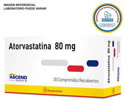 Atorvastatina 80mg - 30 Comprimidos - Medicamento Cenabast