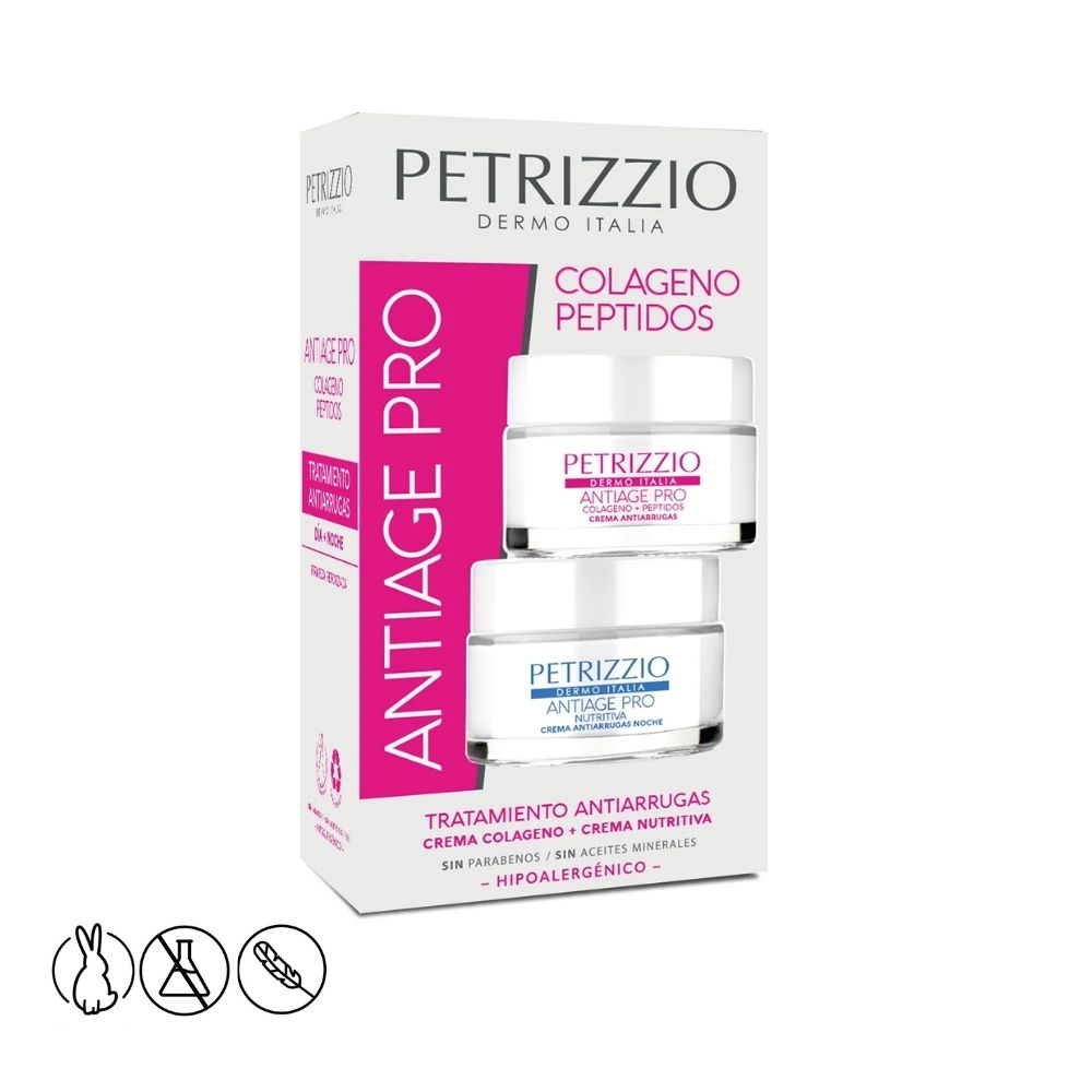 Set Cremas de Rostro Antiage Petrizzio Colageno Peptidos - 2 Cremas