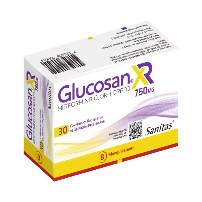 Glucosan XR Comprimidos Recubiertos 750mg - 30 unidades
