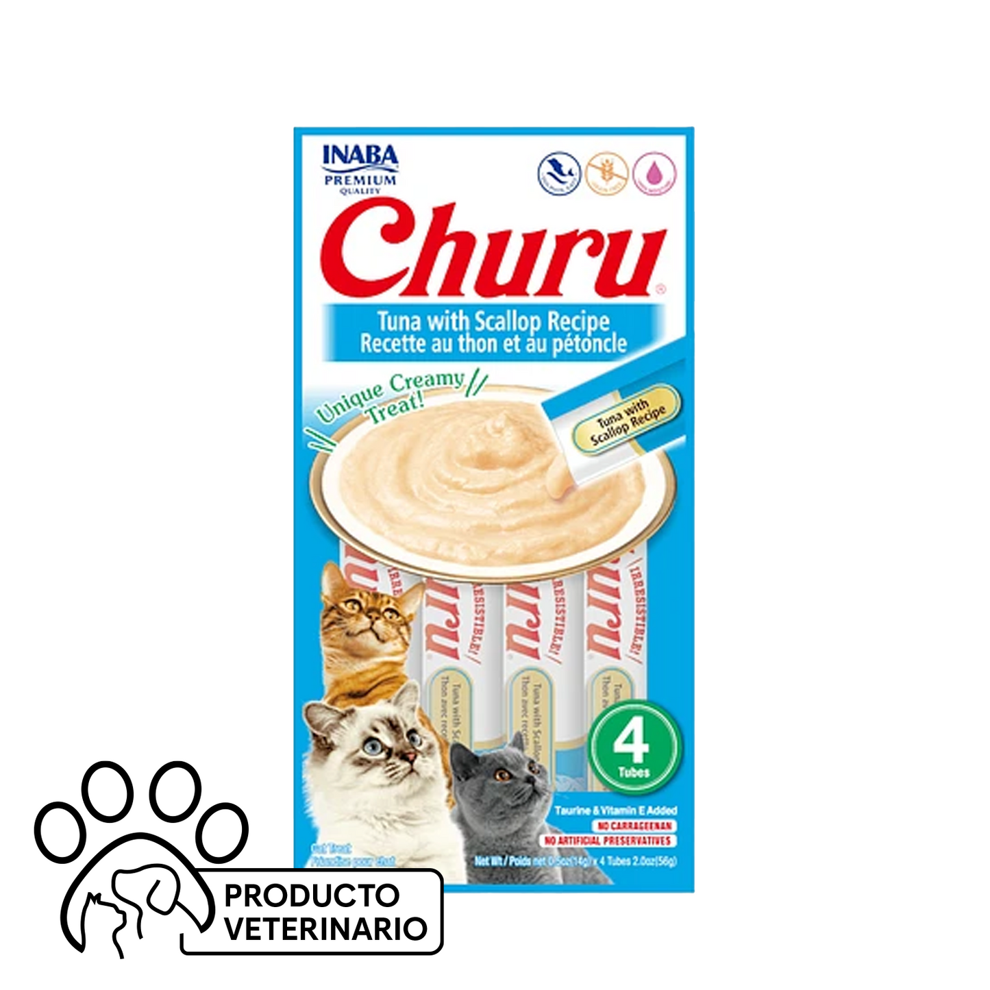Churu Gato Sabor Atún y Ostiones - 4 unidades