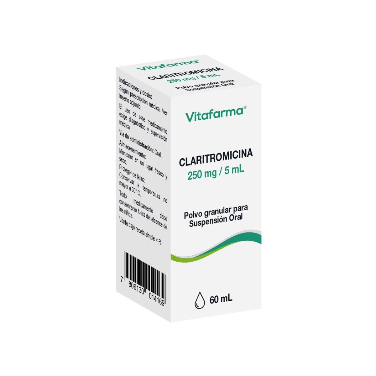 Claritromicina 250mg/5ml - Polvo para Suspensión Oral 60 ml