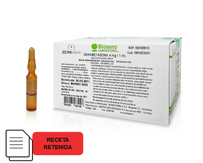 Dexametasona Inyectable 4mg/ml - 1 Ampolla