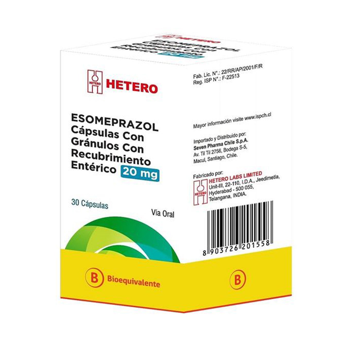 Esomeprazol Cápsulas con Gránulos de Recubrimiento Entérico 20mg. - Farmacias Curie