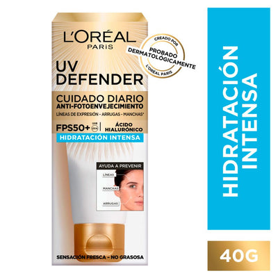 Protector Solar L'OREAL UV Defender Antienvejecimiento - 40 gramos - Farmacias Curie