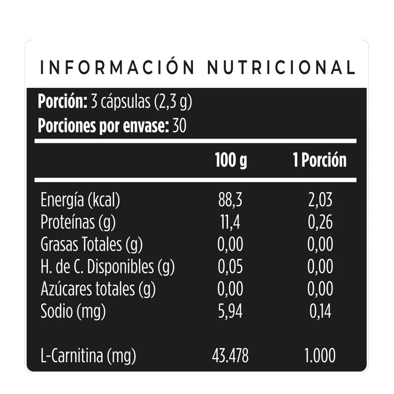 L-Carnitina 1000mg - 90 Cápsulas - Farmacias Curie