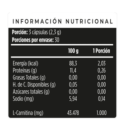 L-Carnitina 1000mg - 90 Cápsulas - Farmacias Curie