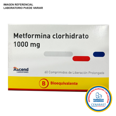 Metformina 1000mg - 60 Comprimidos de Liberación Prolongada - Medicamento Cenabast