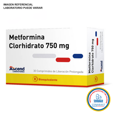 Metformina 750mg - 30 Comprimidos de Liberación Prolongada - Medicamento Cenabast