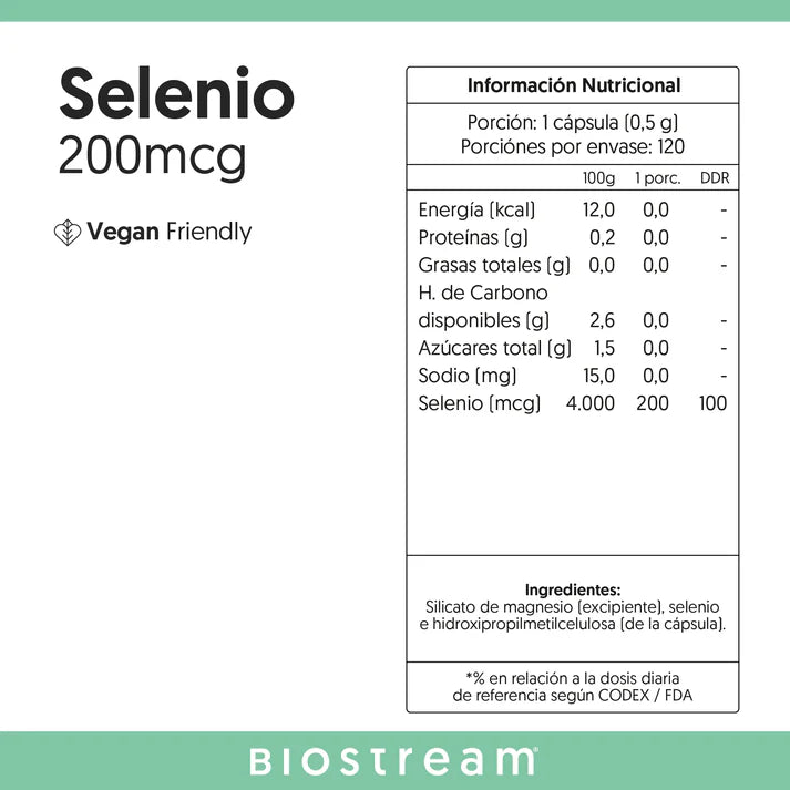 Selenio 200mcg - 120 Cápsulas