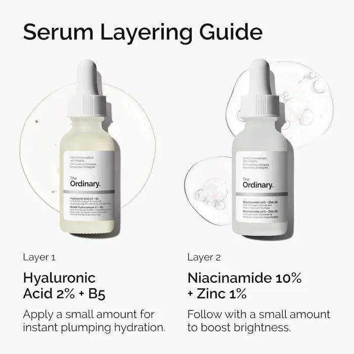 The Ordinary Set Serum Niacinamida + Serum Ácido Hialurónico - 30ml x 2 unidades