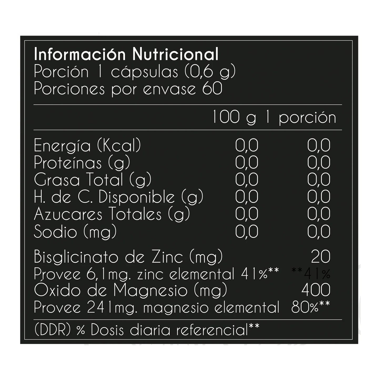 Zinc Bisglicinato 20mg - 60 Cápsulas