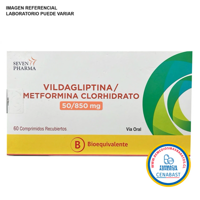 Vildagliptina/Metformina 50/850mg - 60 Comprimidos Recubiertos - Medicamento Cenabast